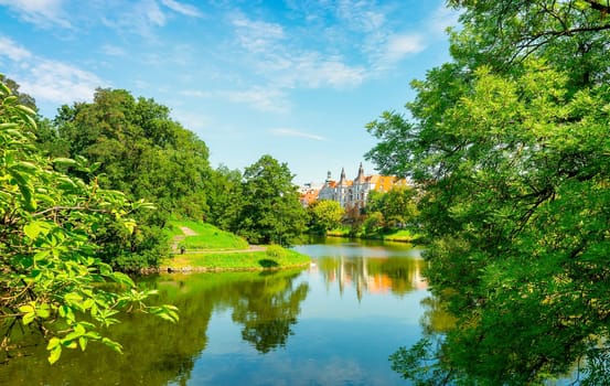 Beautiful building on the banks of the Odra River in Wroclaw