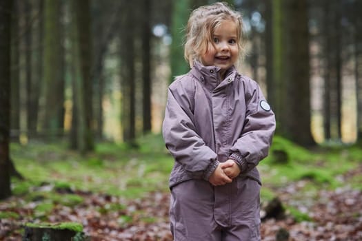 Beautiful child in the forest in Denmark.