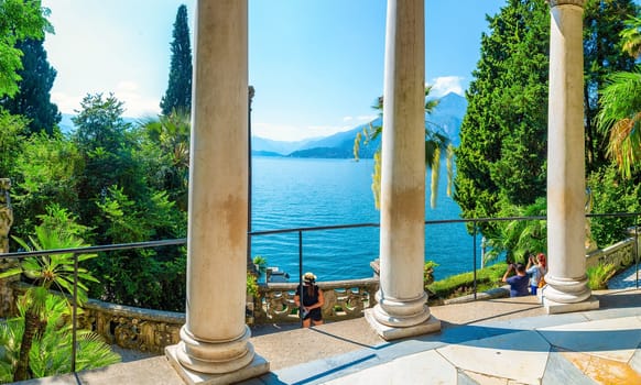 Rotunda with columns in a park near Villa Monastero in the village of Varenna on Lake Como