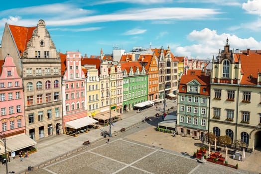 Colorful buildings on Market Square of Wroclaw