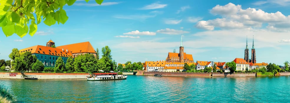 Odra River and Tumski Island in Wroclaw, Poland