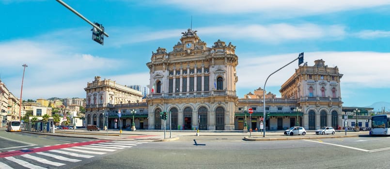 Beautiful railway station of the city of Genoa in Italy