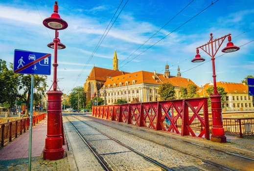 Sand Bridge at Wyspa Piasek Island Wroclaw, Poland