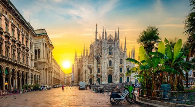 Milan Piazza Del Duomo at Sunrise, Italy