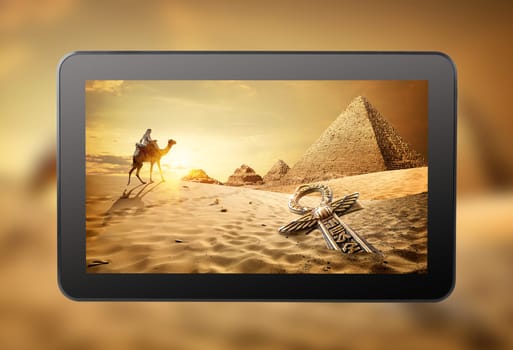 Photo of Egypt on the tablet screen