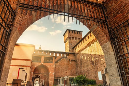 Inside view of Sforza Castle Italy, Milan