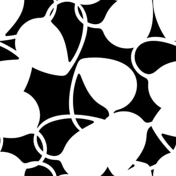 Hand Drawn Seamless Patterns with Hearts in Doodle Style. Romantic Love Digital Paper for Valentines Day. White Hearts on Black Background.