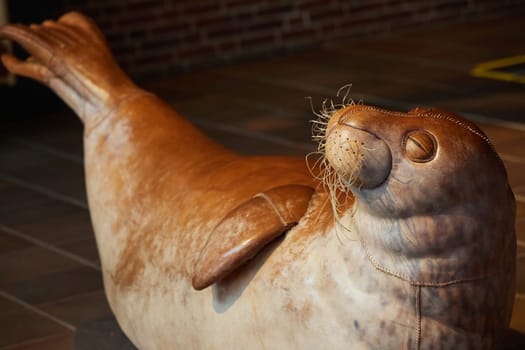 Leather toy seal in an oceanarium in Denmark.