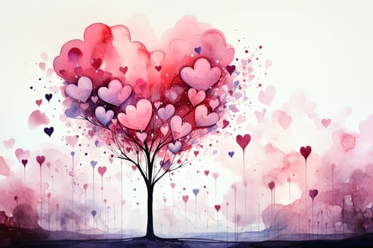 Valentines Day pink watercolor background. Ai generative art
