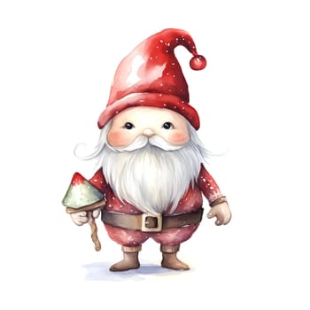 Watercolor Christmas Gnomes Clipart is a great choice for creating cards, invitations, party supplies and decorations. AI generated.