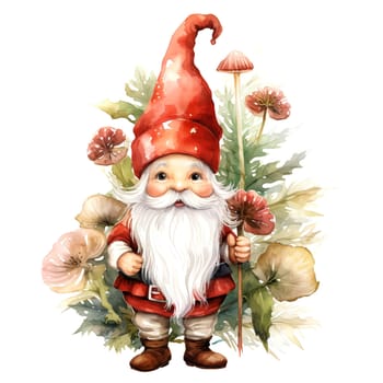 Watercolor Christmas Gnomes Clipart is a great choice for creating cards, invitations, party supplies and decorations. AI generated.