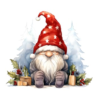 Watercolor Christmas Gnomes Clipart is a great choice for creating cards, invitations, party supplies and decorations. AI generated.