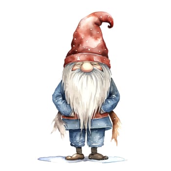 Watercolor Christmas Gnomes Clipart is a great choice for creating cards, invitations, party supplies and decorations. AI generated.