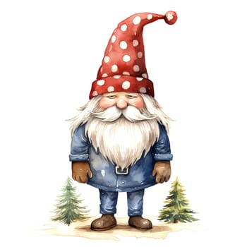 Watercolor Christmas Gnomes Clipart is a great choice for creating cards, invitations, party supplies and decorations. AI generated.