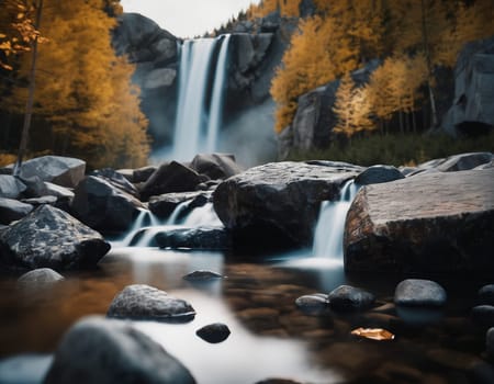 Beautiful cinematic mountain landscape with black marble and granite. High quality illustration