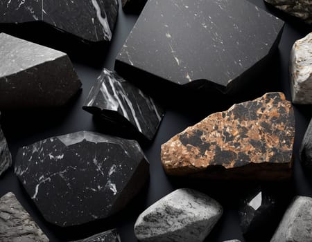 Professional background with expensive black mountain granite and marble. High quality illustration