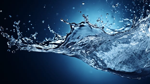 water splash on blue background - fluid motion - AI generative