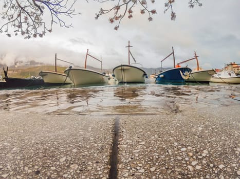 global warming ocean level rise on waterfront in europe.