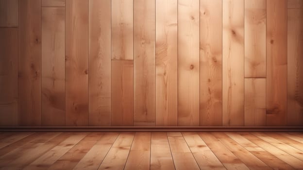 wood wall empty room mock-up, ai