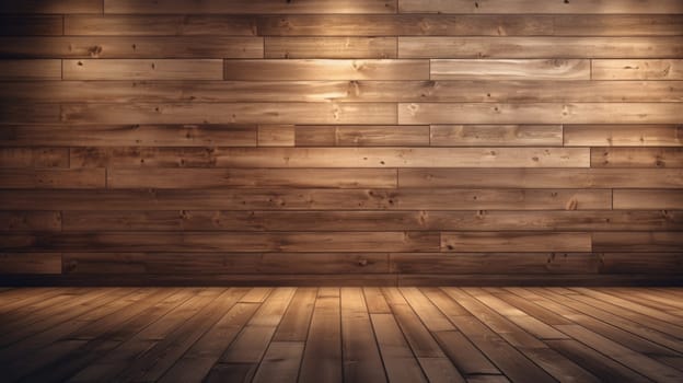wood wall empty room mock-up, ai