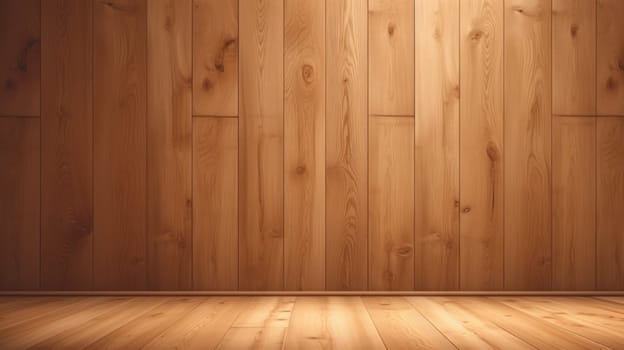 wood wall empty room mock-up, ai