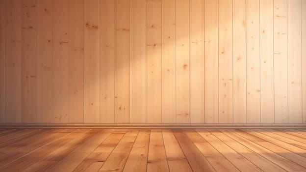 wood wall empty room mock-up, ai