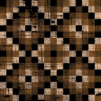 Grunge brown and beige mosaic with squares, geometric pattern