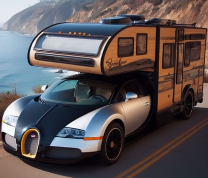 expensive luxury fast sports supercar design camper van conversion for digital nomad avdenture weekender ai art generated