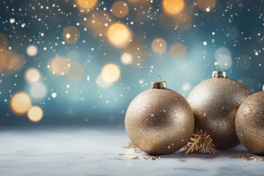 Christmas background with shimmering Christmas balls in silver and gold hues
