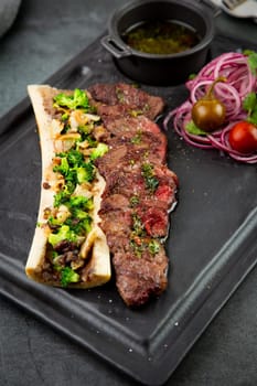 lamb ribs cauliflower onions, broccoli and soy sauce