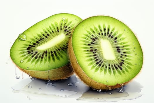hand drawn watercolor kiwi fruit isolated on white background. AI Generated