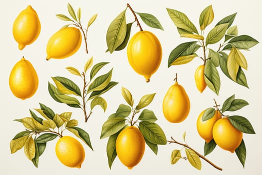 hand drawn watercolor lemon fruit isolated on white background. AI Generated