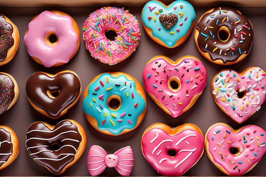 Donut in the shape of a heart. Valentine's Day Gift Concept