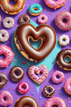 Donut in the shape of a heart. Valentine's Day Gift Concept