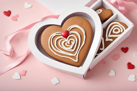 Gingerbread in the shape of a heart for Valentine's Day