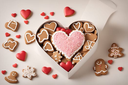 Gingerbread in the shape of a heart for Valentine's Day