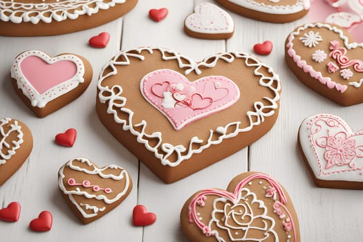 Gingerbread in the shape of a heart for Valentine's Day
