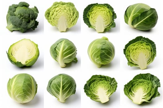 watercolor cabbage isolated on white background, AI Generated