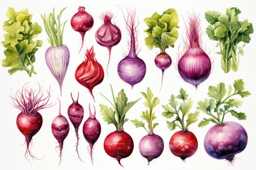watercolor whole onion isolated on white background. AI Generated