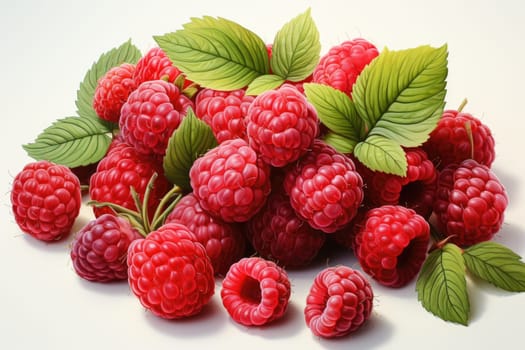 hand drawn watercolor raspberries isolated on white background. AI Generated