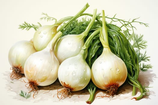 watercolor white onion isolated on white background. AI Generated