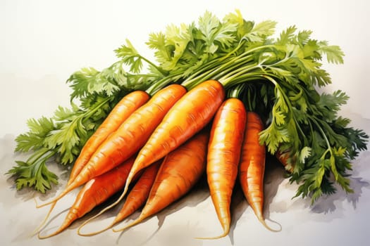 watercolor carrots isolated on dark background, AI Generated