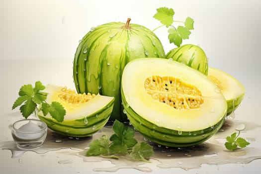 hand drawn watercolor melon fruit isolated on white background. AI Generated