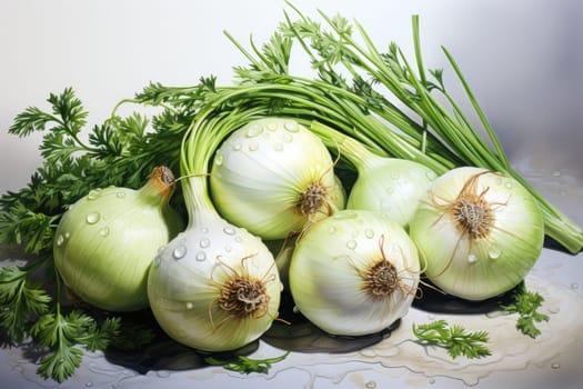 watercolor whole onion isolated on white background. AI Generated