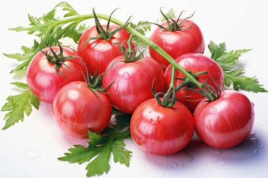 watercolor pink tomatoes isolated on white background, AI Generated