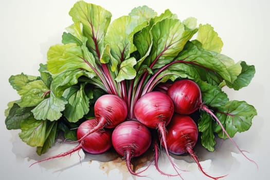 watercolor beetroot isolated on white background, AI Generated