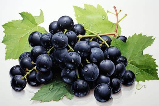 hand drawn watercolor black currant isolated on white background. AI Generated