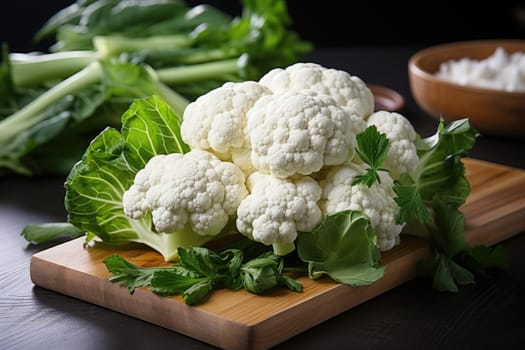 watercolor cauliflower isolated on white background, AI Generated