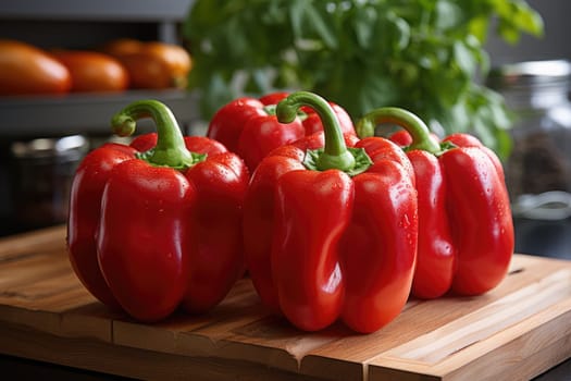 watercolor red bell peppers isolated on white background, AI Generated