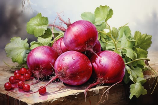 watercolor whole onion isolated on white background. AI Generated